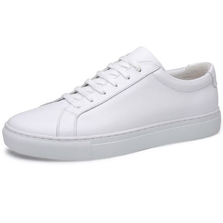 Men's Leather Casual Shoes Thick Soles White Shoes